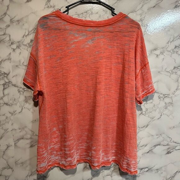 Free People Burnt Orange Maddie Short Sleeve V Neck Top Size XS - Picture 8 of 9